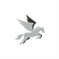 Flat simple flying Pegasus illustration mascot Royalty Free Stock Photo
