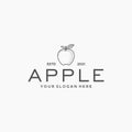Flat Simple Line Art APPLE Fruits Leaf Logo design Royalty Free Stock Photo