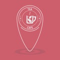 Flat simple map pointer of tea cafe