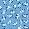 Flat simple seamless science pattern - cartoon bacterium with a nucleus on white background. Cartooning kids science Royalty Free Stock Photo