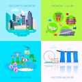 Flat Singapore Culture Icon Set