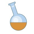 A Glass flask or beaker with Orange medicine or potion isolated on white background, a  stock illustration as a science or Royalty Free Stock Photo