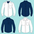 flat sketch of men long sleeve shirts vector illustration