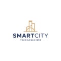 Flat SMARTCITY real estate building Logo design Royalty Free Stock Photo