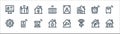 Flat smarthome line icons. linear set. quality vector line set such as garage, vision, timer, smarthome, alarm, plug, scan, gate