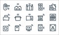 flat smarthome line icons. linear set. quality vector line set such as scan, tv, plug in, power, smart trash, toaster, coffee