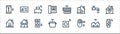 flat smarthome line icons. linear set. quality vector line set such as smartwatch, door lock, pressure, alarm, wifi, toaster,