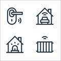 Flat smarthome line icons. linear set. quality vector line set such as temperature, alarm, car