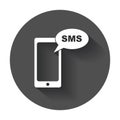 Flat smartphone icon. Sms message.