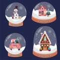 Flat snow globe vector set Royalty Free Stock Photo