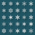 Flat snowflakes. Vector icons set. Royalty Free Stock Photo