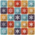 Flat snowflakes. Vector icons set.