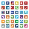 Colorful flat social media icon set Royalty Free Stock Photo