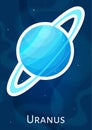 Flat solar system planet Uranus vector patch Royalty Free Stock Photo