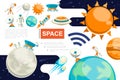 Flat Space Colorful Composition Royalty Free Stock Photo