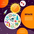 Flat Space Colorful Template Royalty Free Stock Photo