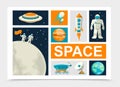 Flat Space Elements Set Royalty Free Stock Photo