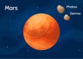 Flat space planet Mars vector illustration.