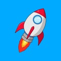 Flat Space Rocket Vector Illustration Icon Astronomy Space Education Research