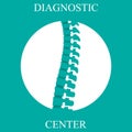 Flat spine icon for orthopedic therapy, diagnostic center.