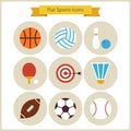Flat Sport and Recreation Icons Set Royalty Free Stock Photo