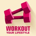 Flat sport workout icon background concept. Vector Royalty Free Stock Photo