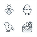 flat spring line icons. linear set. quality vector line set such as food basket, bird, chick Royalty Free Stock Photo