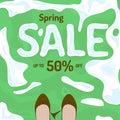 Flat spring sale vector banner, poster, flyer template