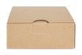 Flat square brown cardboard box isolated on white background