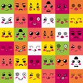 Flat square emotion faces banner and poster design vector