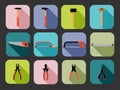 Flat square tools icons Royalty Free Stock Photo