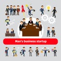 Flat startup concept with business people