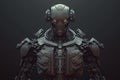 flat static image of robot digital avatar in dark gray tones futuristic virtual world