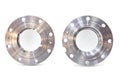 Flat steel flanges isolated white