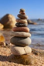 Zen like stones. Zen stones stacked. A tower of stones. Royalty Free Stock Photo