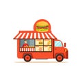 Flat street food van with junk food Royalty Free Stock Photo