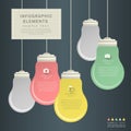 Flat style abstract bulb infographics