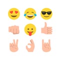 Flat style emoticon set