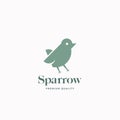 Flat Style Abstract Vector Sparrow Sign, Symbol or Logo Template. Minimalism Bird Silhouette. Premium Quality Emblem