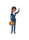 Ethnic businesswoman character with briefcase