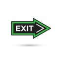 Flat style arrow shape exit sign isolated on white Royalty Free Stock Photo