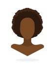 Flat style avatar of African American women with afro hairstyle. Vector Illustration.