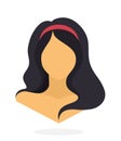 Flat style avatar of Asian women with long black hair. Vector Illustration.