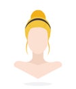 Flat style avatar of European women with bun bubble hairstyle. Vector Illustration.