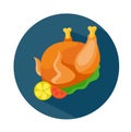 Flat style baked chicken icon