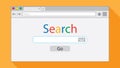 Flat style browser window on orange background. Search engine illustration. Inscriptions