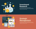 Flat style business success strategy target infographic concept and Investment research. Web banners templates set Royalty Free Stock Photo