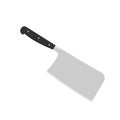 Flat style butcher knife with black handle. Kitchen cleaver knife for meat. Royalty Free Stock Photo