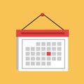 Flat style of calendar vector on yellow background. Royalty Free Stock Photo