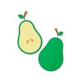 Flat style. Car vector icon set. Fruit. Pear. The fruit in cross section. The two halves. Image Royalty Free Stock Photo
